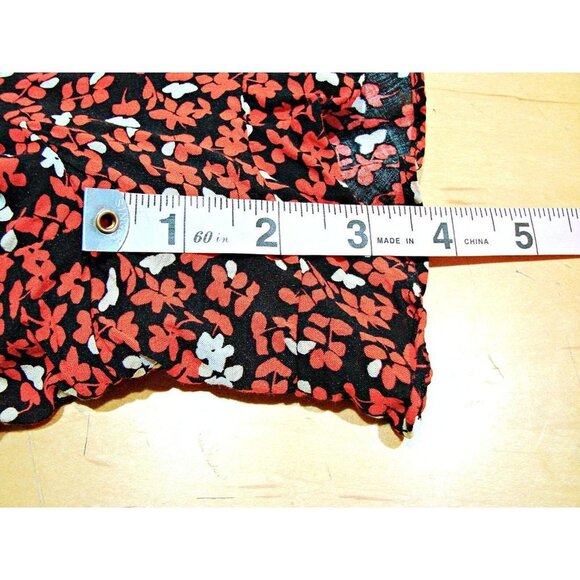 Lush Womens Black Red Floral Lined Square Neck One Piece Romper Size Medium Flaw - Picture 6 of 12